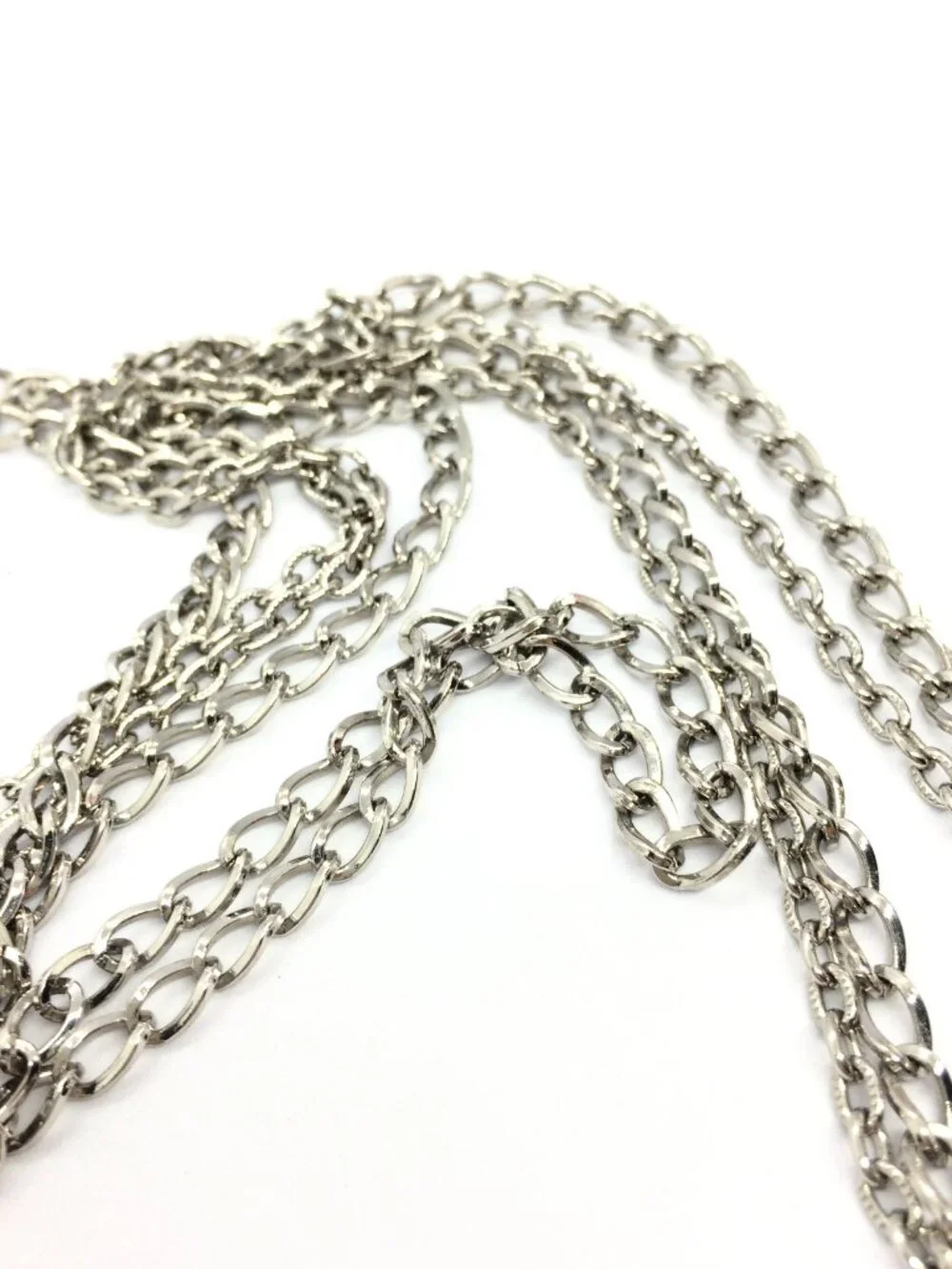 VINTAGE SILVER TONE Necklace Abstract Medallion Layered Chain Geometric